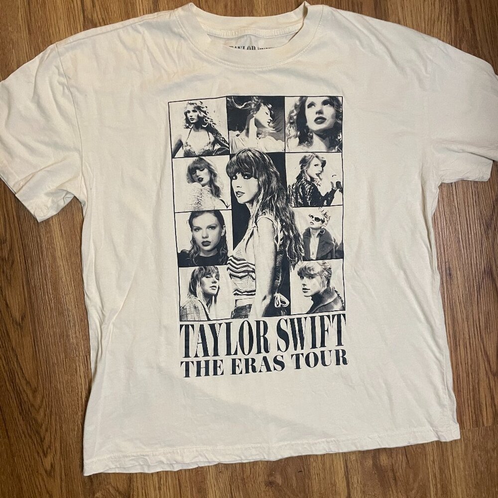Taylor Swift Eras Tour official merch beige t-shirt